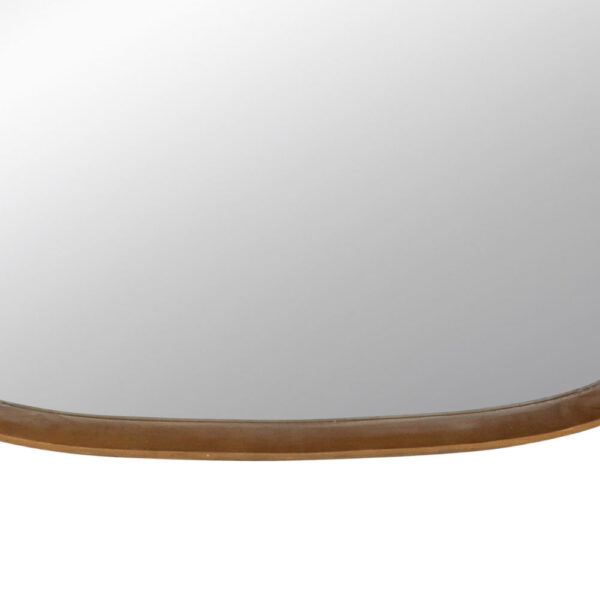 Roe 27 Inch Wall Mirror, Brown Curved Pine Wood Frame, Minimalistic
