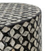 20 Inch Capiz Accent Stool Table, Cylindrical Geometric, Silver, Black