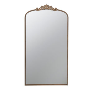 Kea 66 Inch Wall Mirror, Gold Curved Metal Frame, Ornate Baroque Design