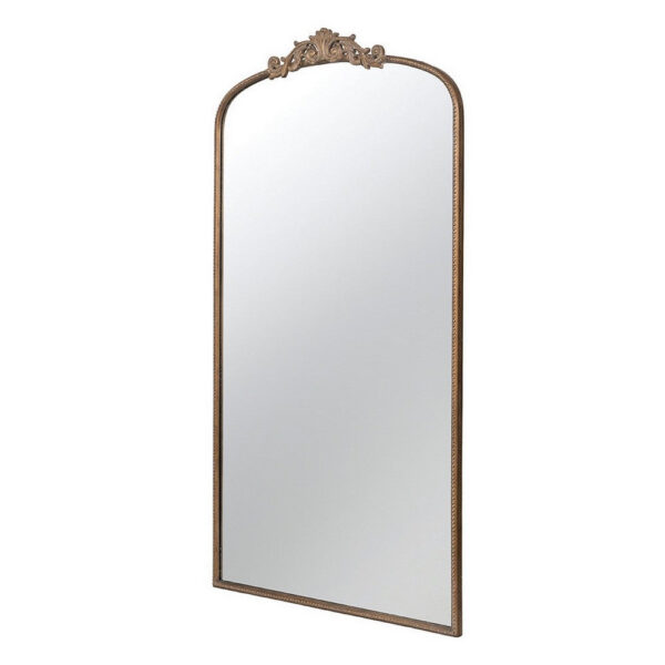 Kea 66 Inch Wall Mirror, Gold Curved Metal Frame, Ornate Baroque Design