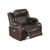 1502202669918be74df76.jpeg Xiu 38 Inch Power Recliner Chair, USB Port, Storage, Faux Leather, Brown