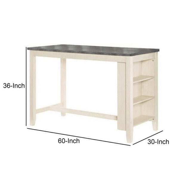 Joss 60 Inch Cottage Counter Height Table, 2 Tone Wood, Gray Top Cream Base