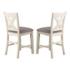 Joss 40 Inch Cottage Wood Counter Height Chair, Set of 2, Gray Seat, Cream