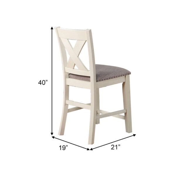 Joss 40 Inch Cottage Wood Counter Height Chair, Set of 2, Gray Seat, Cream