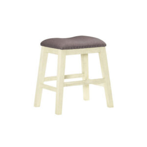 Joss 24 Inch Counter Stool, Gray Cushioning, Saddle Seat, Set of 2, Cream
