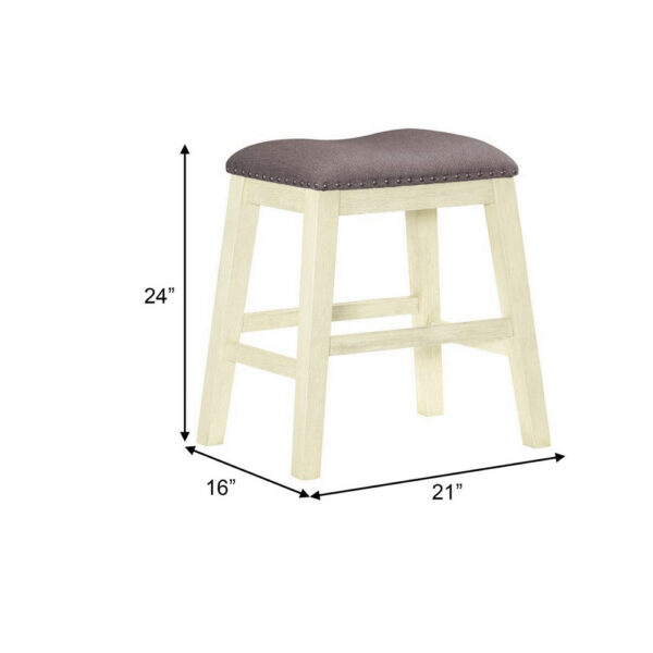 Joss 24 Inch Counter Stool, Gray Cushioning, Saddle Seat, Set of 2, Cream