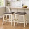 Joss 24 Inch Counter Stool, Gray Cushioning, Saddle Seat, Set of 2, Cream