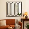 36 Inch Modern Wall Decor, 4 Swiveling Oblong Mirrors, Black Metal Frame