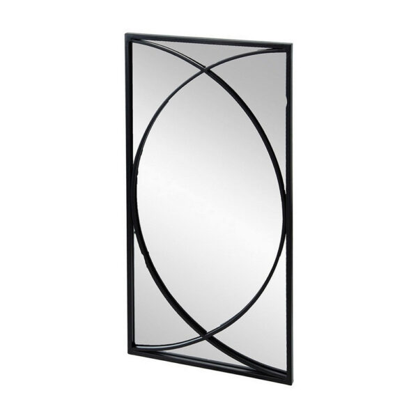 32 Inch 3 Piece Wall Mirror, Concentric Circles, Stylish Black Metal Frame