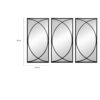 32 Inch 3 Piece Wall Mirror, Concentric Circles, Stylish Black Metal Frame