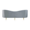 Enzo 84 Inch Modern Sofa, Curved Kidney Shape, Channel Tufted, Gray, Gold