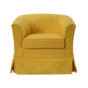 Lex 28 Inch Swivel Accent Chair, Yellow Fabric, Curved Track Back, Skirted