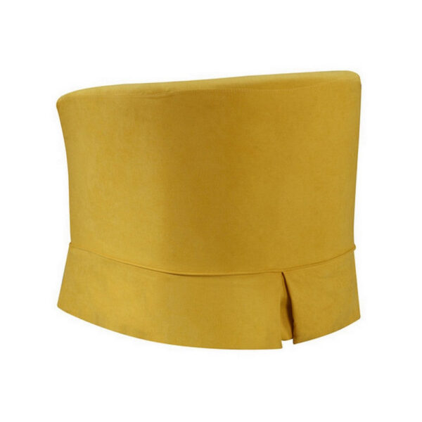 Lex 28 Inch Swivel Accent Chair, Yellow Fabric, Curved Track Back, Skirted