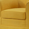 Lex 28 Inch Swivel Accent Chair, Yellow Fabric, Curved Track Back, Skirted