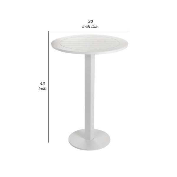Keli 43 Inch Outdoor Bar Table, White Aluminum Frame, Foldable Design