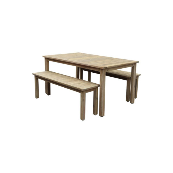 1502202669918da91ee75.jpeg Felix 3 Piece Modern Dining Set, Natural Brown Acacia Wood Frame, 6 Seater