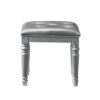 Kya 20 Inch Vanity Stool with Tufted Vegan Faux Leather Seat, Glam Silver