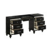 Kya 64 Inch Vanity Dresser Table with 7 Drawers, Mirrored Trim, Glam Black