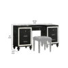 Kya 64 Inch Vanity Dresser Table with 7 Drawers, Mirrored Trim, Glam Black