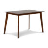 Bev 47 Inch Modern Dining Table, Sleek Rubberwood Frame, Dark Walnut Brown