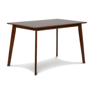 Bev 47 Inch Modern Dining Table, Sleek Rubberwood Frame, Dark Walnut Brown
