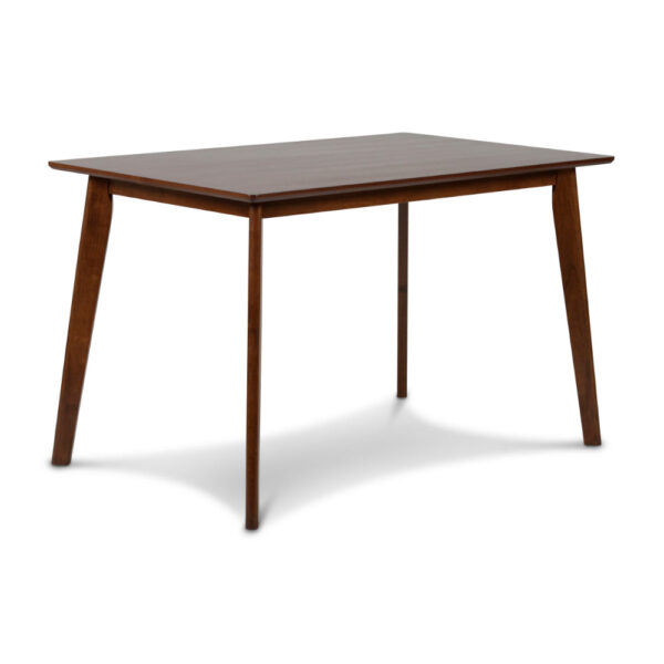 Bev 47 Inch Modern Dining Table, Sleek Rubberwood Frame, Dark Walnut Brown