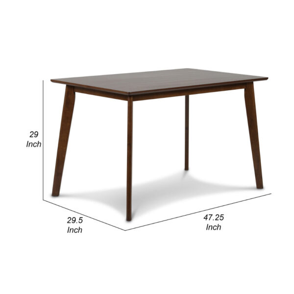 Bev 47 Inch Modern Dining Table, Sleek Rubberwood Frame, Dark Walnut Brown