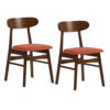 1502202669918e608e059.jpeg Bev 20 Inch Set of 2 Dining Chairs, Orange Cushions, Dark Brown Rubberwood