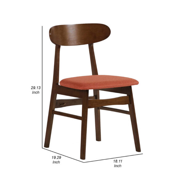 1502202669918e667f471.jpeg Bev 20 Inch Set of 2 Dining Chairs, Orange Cushions, Dark Brown Rubberwood