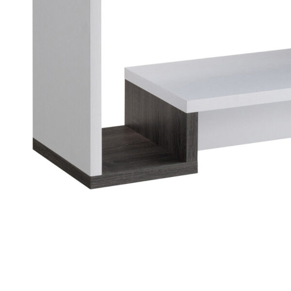 36 Inch Modern Console Table, Multilevel Wood Shelves, Gray and White