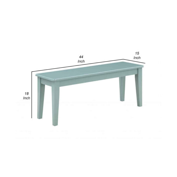 Bray 44 Inch Modern Rectangular Dining Bench, Tapered Legs, Teal Blue