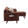 Ranon 70 Inch Sectional Chaise Sofa, Pillows, USB Ports, Side Pockets Brown