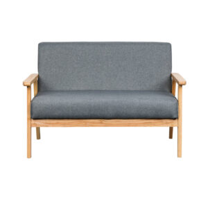 1502202669918f51b00e3.jpeg Gala 45 Inch Modern Loveseat Bench, Gray Fabric, Natural Brown Wood Frame