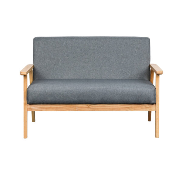 1502202669918f51b00e3.jpeg Gala 45 Inch Modern Loveseat Bench, Gray Fabric, Natural Brown Wood Frame