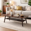 Gala 47 Inch Modern Wood Coffee Table with Bottom Shelf, Espresso Brown