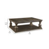 Classic 54 Inch Coffee Table, Baluster Legs, Spacious Top, Weathered Gray
