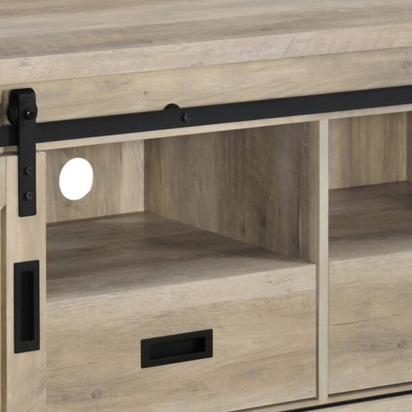 Sem 79 Inch TV Media Entertainment Console, Sliding Doors, 2 Drawers, Brown