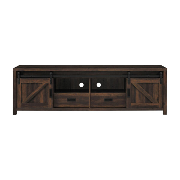 Sem 79 Inch TV Media Entertainment Console, 2 Drawers, Dark Brown Finish