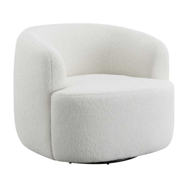 1502202669918fd3704ed.jpeg 35 Inch Modern Swivel Accent Chair, Padded Seat, Round Barrel Back, White