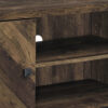 60 Inch TV Media Console Cabinet, 2 Herringbone Doors, Rustic Brown Wood