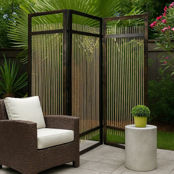 1502202669919015d6da0.jpeg Yetta 72 x 72 Indoor Outdoor Folding Screen Room Divider, Willow, Brown