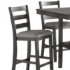 5 Piece Counter Height Dining Set, Table and 4 Chairs, Padded Seats, Gray