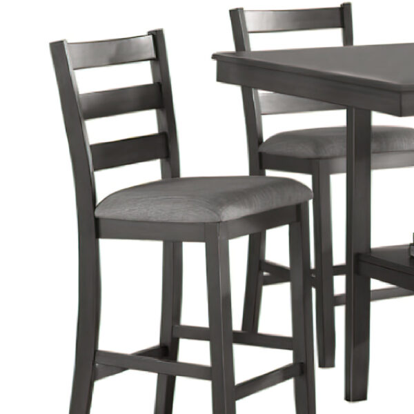 5 Piece Counter Height Dining Set, Table and 4 Chairs, Padded Seats, Gray