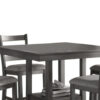 5 Piece Counter Height Dining Set, Table and 4 Chairs, Padded Seats, Gray