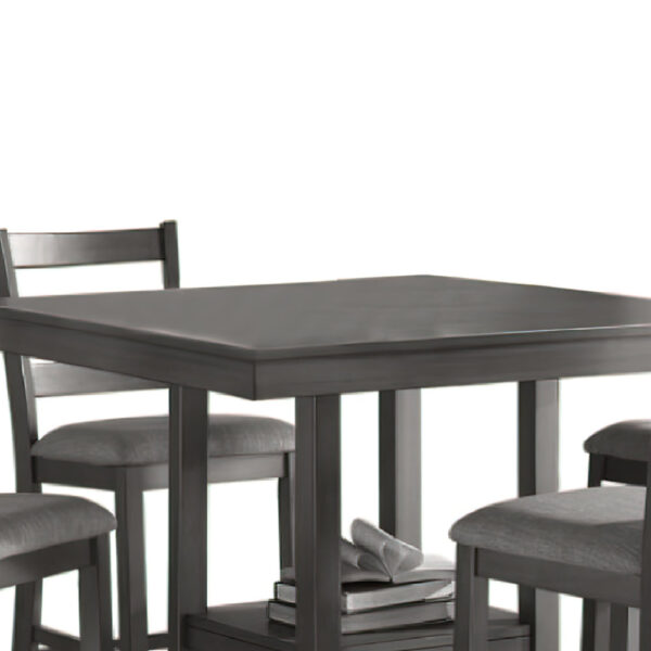 5 Piece Counter Height Dining Set, Table and 4 Chairs, Padded Seats, Gray