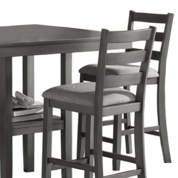 5 Piece Counter Height Dining Set, Table and 4 Chairs, Padded Seats, Gray