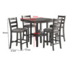 5 Piece Counter Height Dining Set, Table and 4 Chairs, Padded Seats, Gray