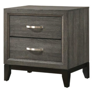 150220266991906b1bb13.jpeg Mazie 25 Inch Modern 2 Drawer Nightstand, Metal Handle, Gray Foil Finish
