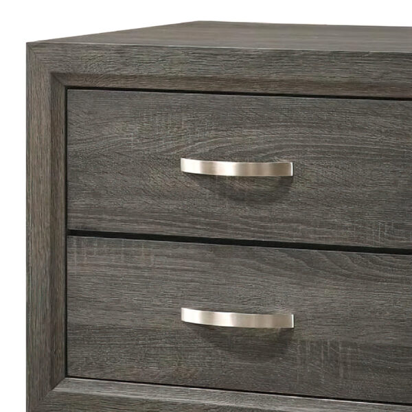 Mazie 25 Inch Modern 2 Drawer Nightstand, Metal Handle, Gray Foil Finish