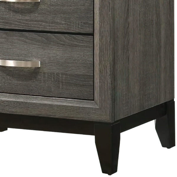 Mazie 25 Inch Modern 2 Drawer Nightstand, Metal Handle, Gray Foil Finish